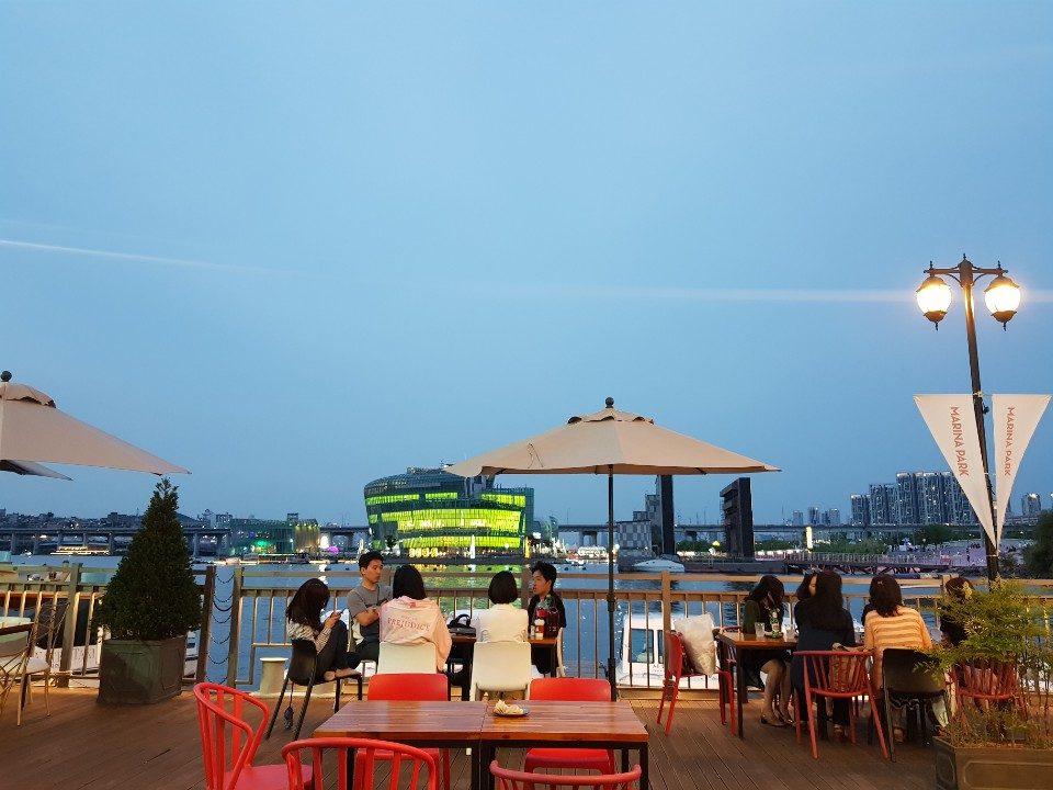 마리나파크 카페 테라스 저녁, 세빛섬 야경